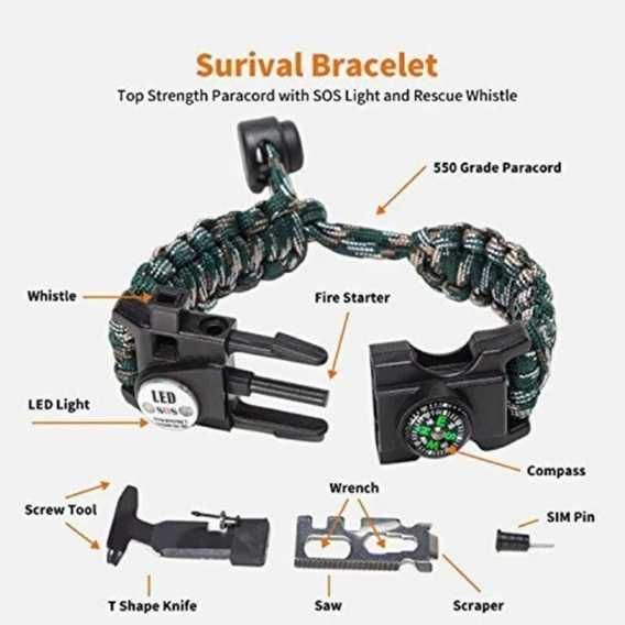 Мъжка тактическа гривна / гривна за оцеляване паракорд - Paracord