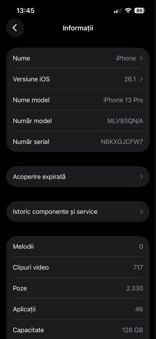 Iphone 13 pro 128gb 79% sanatate baterie