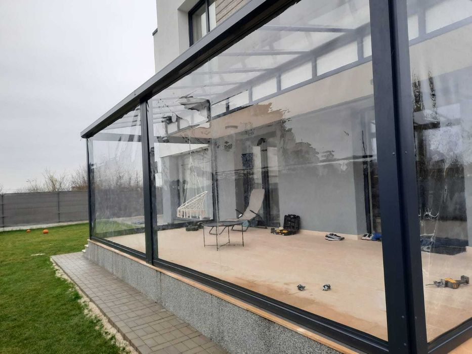 Inchidere terasa cu folie transparenta/rulou simplu /rulou casetat
