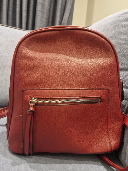 Дамска Кожена Чанта/ Раница Бордо