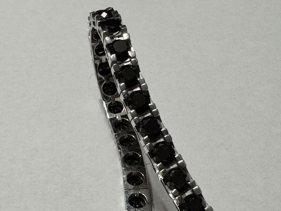 Brățară Tennis, unisex, din aur alb de 14K cu diamante negre naturale de 17 carate