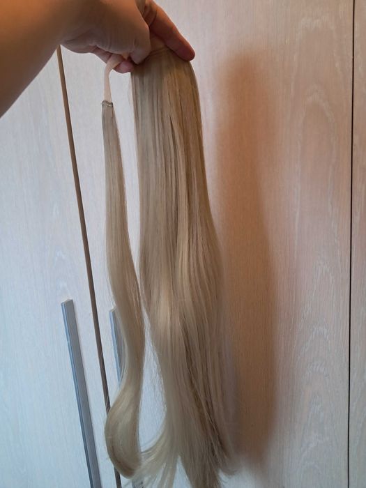 Extensie de păr dreaptă ,coadă blond deschis,calitativă
