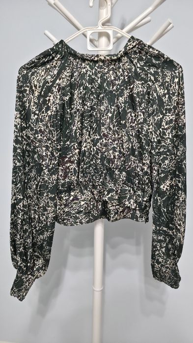 Top(camasa) elegant Zara,cu imprimeu, verde/multicolor, S