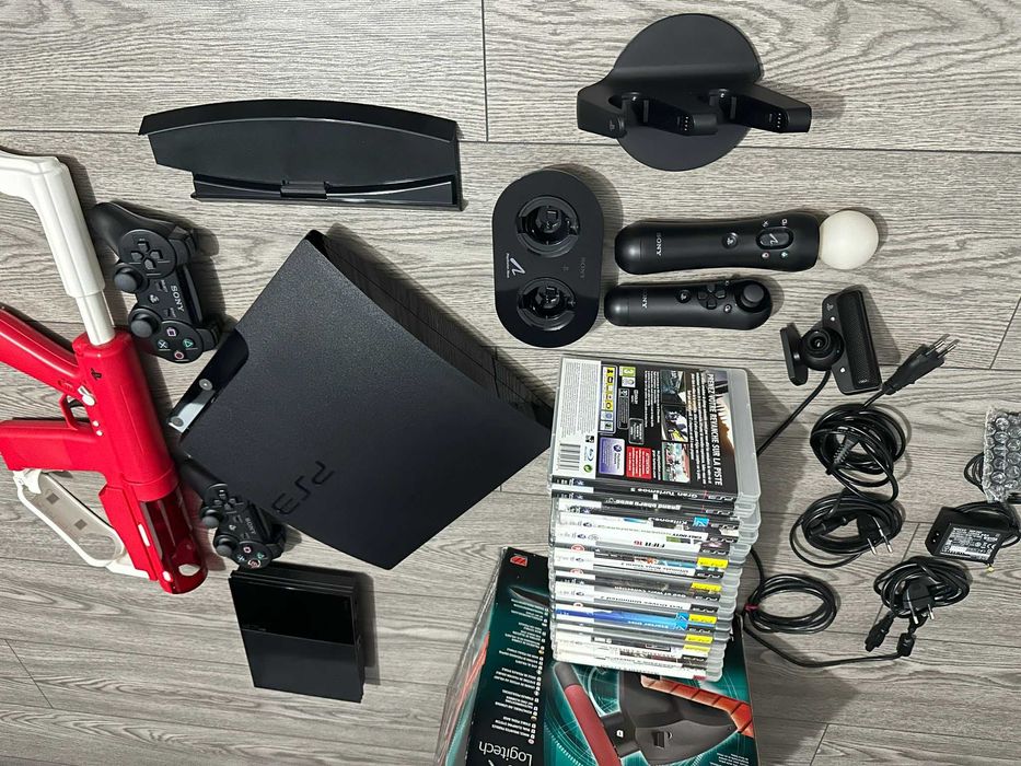 Consolă PlayStation 3 +17Jocuri+accesorii+Volan Logitech+Ps2+Joc