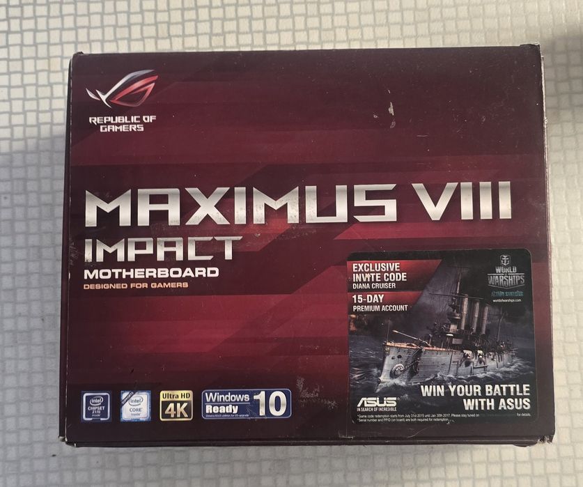 Продавам ITX дънна платка Asus Maximus VIII Impact с процесор