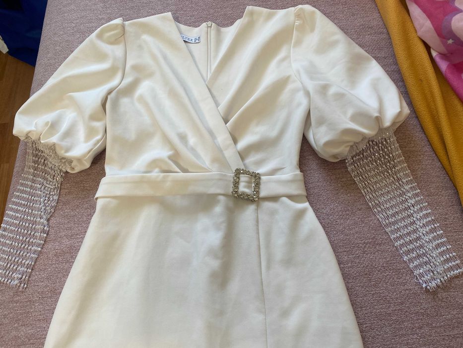 Rochie eleganta ocazie alba marime M femei