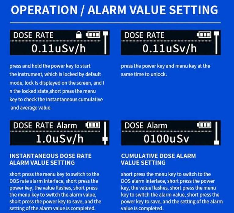 Гайгер Мюлеров Брояч Детектор Радиация Ядрена Радиоактивност Дозиметър