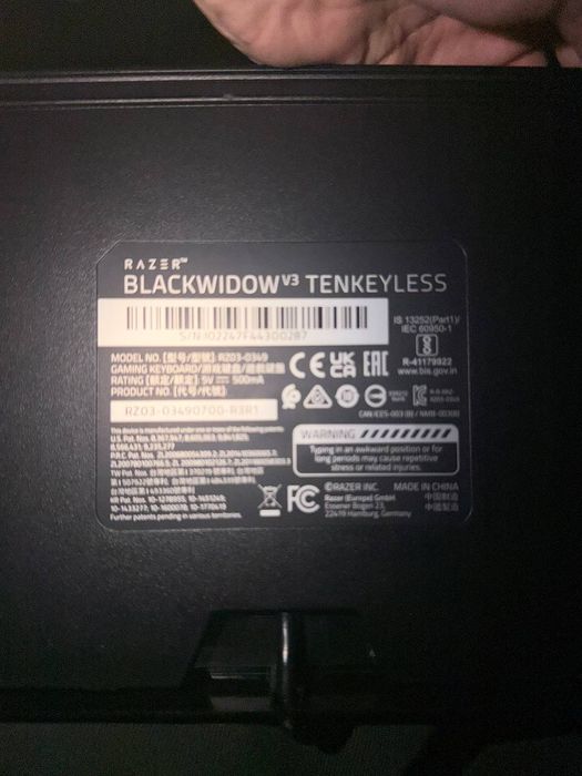 Клавиатура Razer BlackWidow V3 tenkeyless