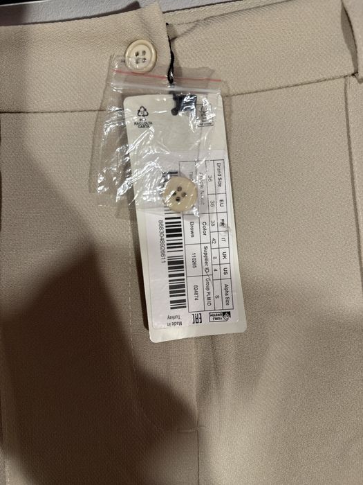 Pantaloni eleganți, de costum, pentru birou, crem, Trendyol, S (36)