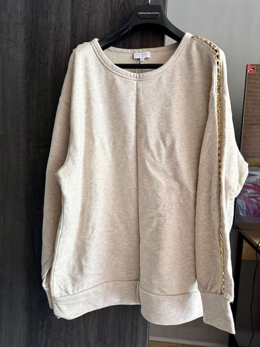 Escada bluza bumbac cu lanturi metal auriu pe maneci