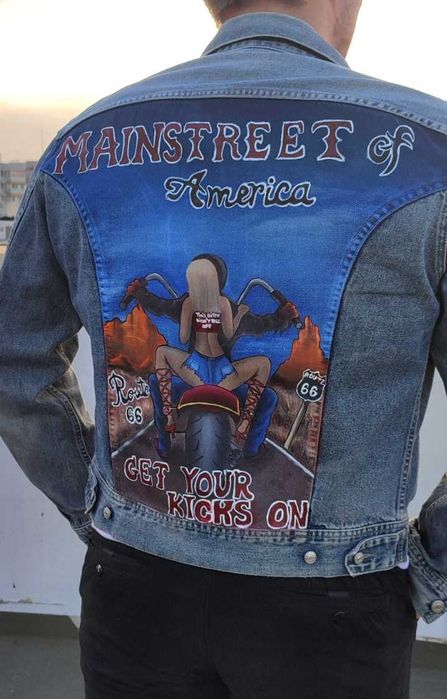 Geaca denim pictata manual