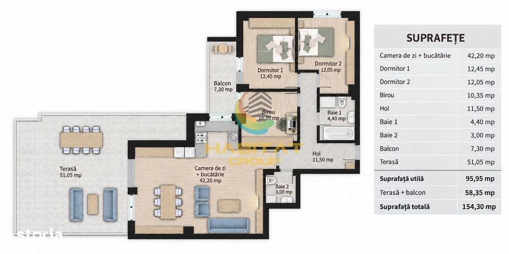 Apartament 4 camere cu terasa - metrou Nicolae Teclu