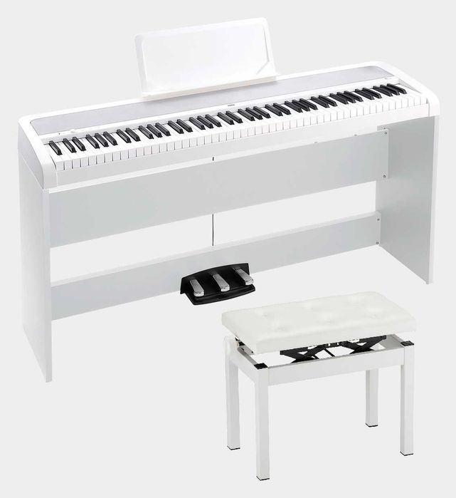 Pian Digital cu Stativ Korg B1SP-WH cu Scaun Korg PC-770-WH inclus