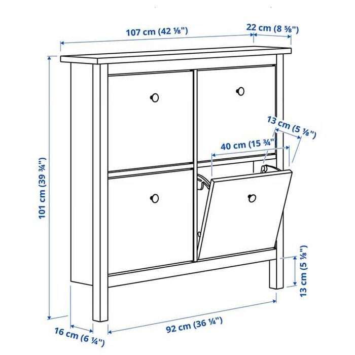 Dulap pantofi cu 4 compartimente, alb, NOU - ASAMBLAT 107x22x101 cm