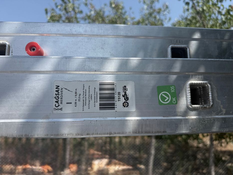 Професионална алуминиева стълба Çağsan TS120 (3х14 стъпала) – До 11 метра, на 1 година!