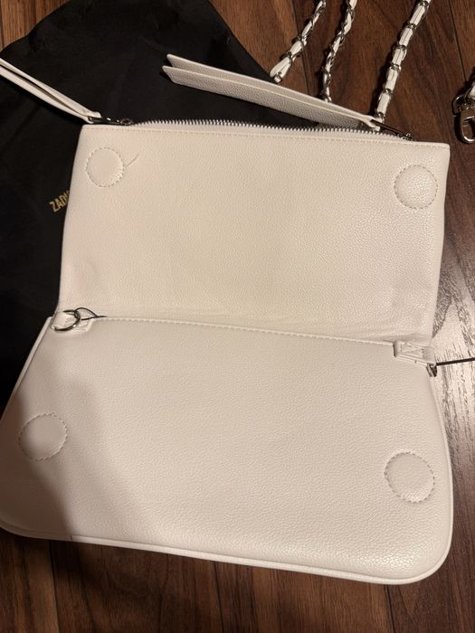 Geanta Zadig & Voltaire Alba Alb White Silver Argintiu Clutch
