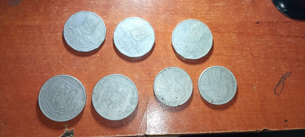 Monede românești din aluminiu 500 ,1000 și 5000 lei anii 2000