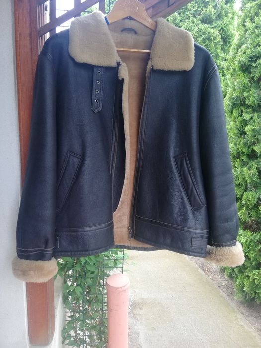 Geaca piele bărbati Aviator Banhof L-Xl cu blana
