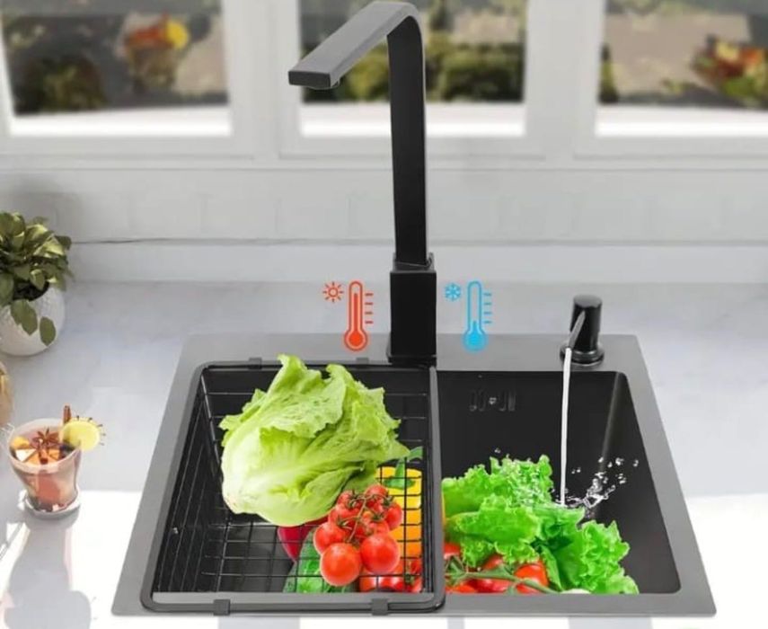 Chiuvetă de bucătărie - inox - negru