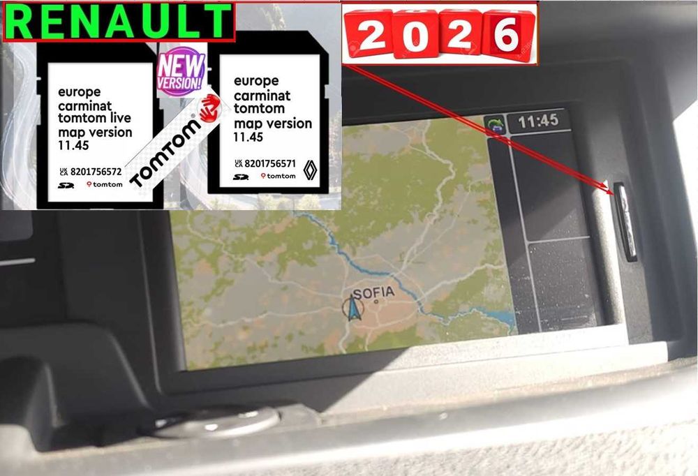SD card 2026 Рено навигация карта TomTom /Carminat LIVE/R-LINK/RENAULT