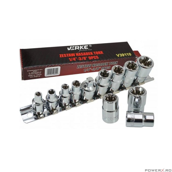 Set chei torx 1/4 - 3/8 E5-E16 9 elemente Verke