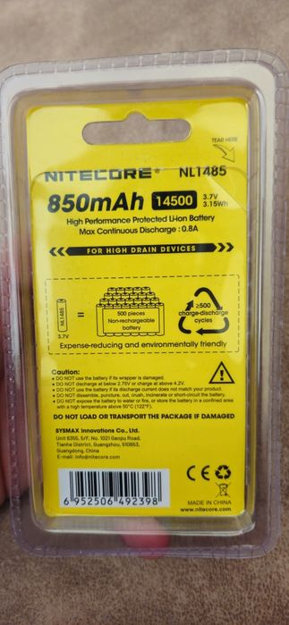 Baterie nitecore 14500 / 850mah
