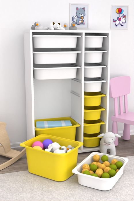 Органайзер, Етажерка за играчки, Мултифункционален шкаф с 14 кошници