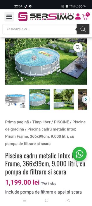 Piscină Intex 3.7M