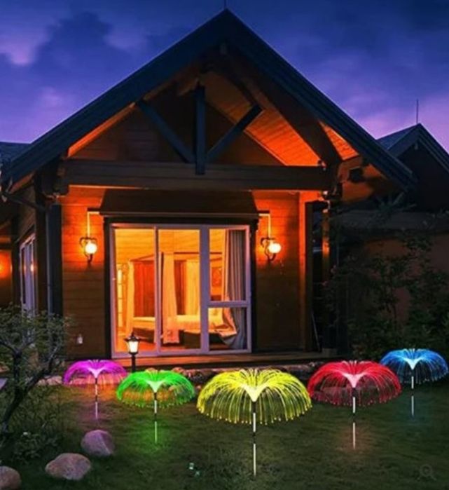 Set 2 x lampa solara tip Palmier RGB