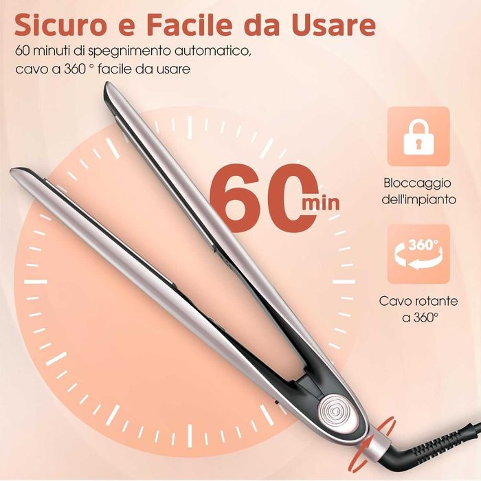 Преса за коса BESTOPE PRO, керамична , LCD , 120-230°C, 2-In-1 цвят шампанско