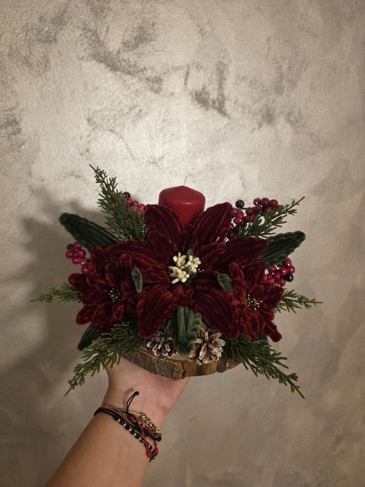 Aranjamente Crăciun din sârmă plușată