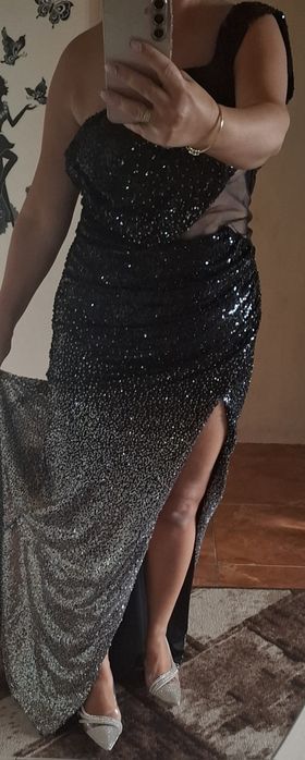 Дълга официална рокля с паети размер 38 М