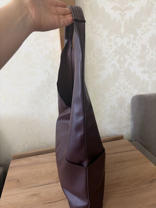 Сумка шоппер темно бордовая