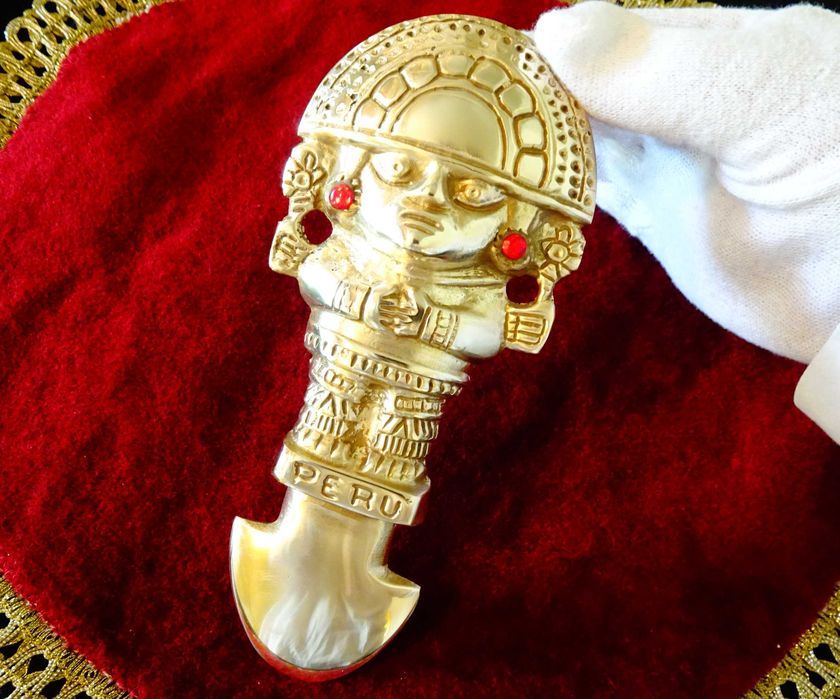 El Tumi перуански божествен бронзов кинжал,нож.