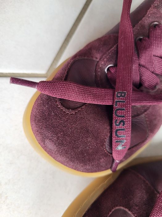 Sneakers Barefoot din piele, vișinii, măr. 37 -lucrați manual, cu talpă de cauciuc durabil TPU, din materiale premium