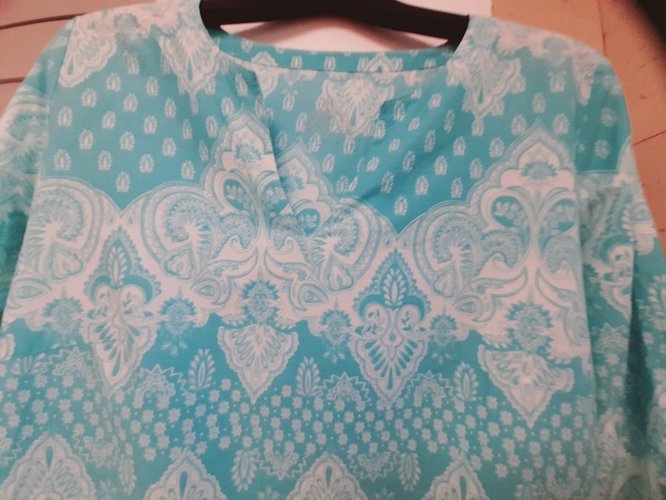 Bluza turcoaz din bumbac pentru damă