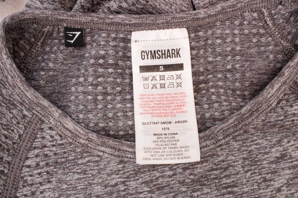 Gymshark дамски кроп топ къс сив дълъг ръкав за фитнес S