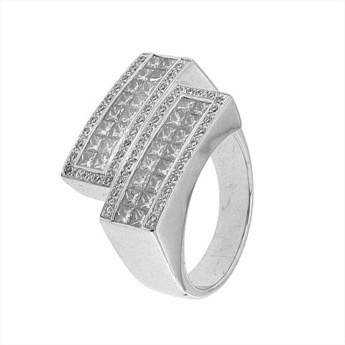 inel din aur alb 18k cu diamante naturale, IAU758