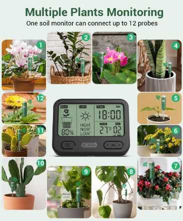 Dr.meter 4-в-1 безжичен тестер за почва, 2 сонди + LCD дисплей