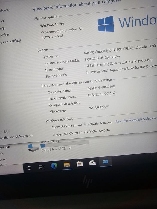 Hp elitebook 840 g5 i5 gen8
