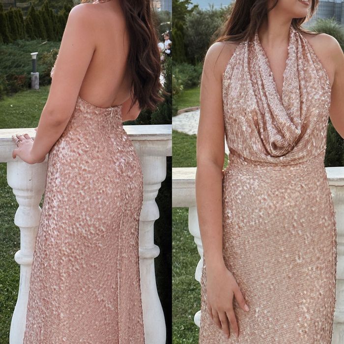 Рокля със средна дължина с пайети