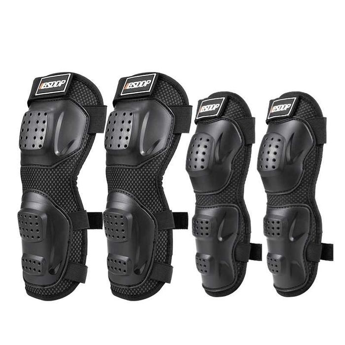Set Protectii Moto pentru Genunchi si Coate, Usoare, Confortabile, Pentru Moto, Scuter, Bicicleta Negru