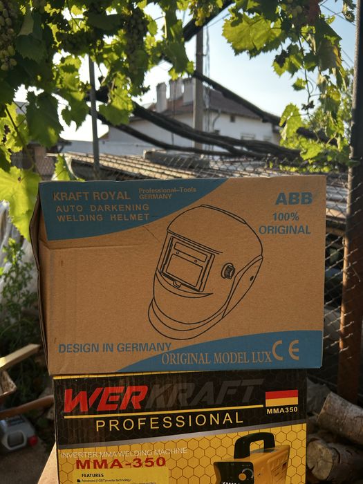 Нов Инверторен Заваръчен Апарат Werkraft MMA-350 + Соларна Маска Kraft Royal