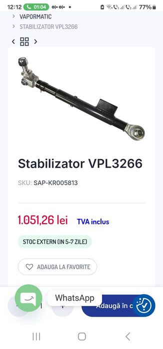 Ancora stabilizator vpl 3266 nou preț 850 lei cu tva se poate trimite