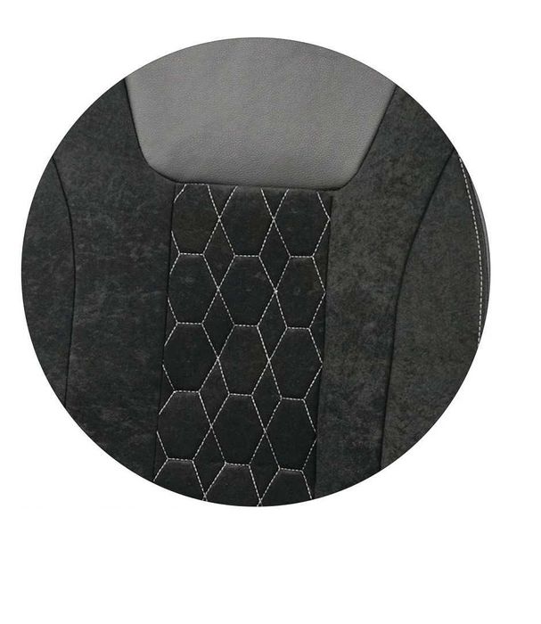 Луксозен универсален комплект автомобилни калъфи 9 части от еко кожа, текстил и полиестер - черно-сив