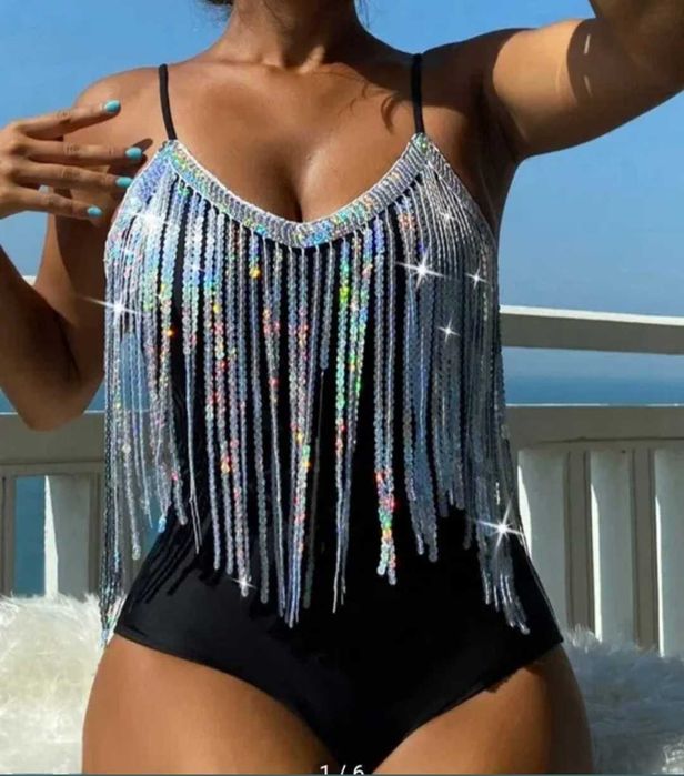 Намален! Нов луксозен цял бански М_Л с етикети