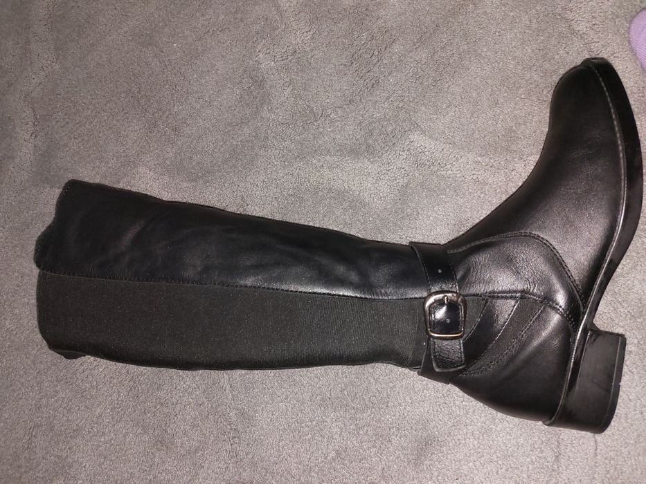 Високи равни ботуши естествена кожа 38