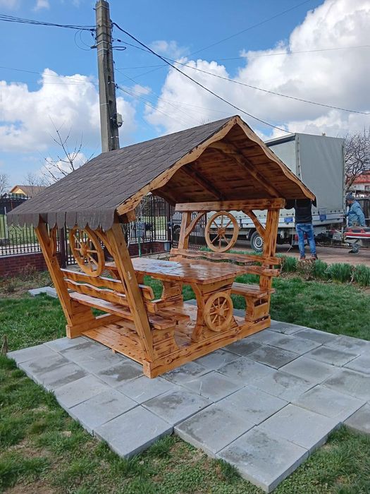 Leagan rustic din lemn masiv rotund