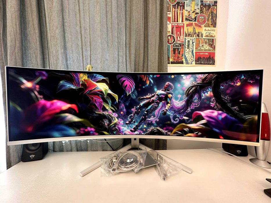 Monitor Gaming curbat QD OLED PHILIPS Evnia 49M2C8900L/00, 48.9", DQHD, 144Hz, AMD FreeSync Premium Pro, HDR400, Boxe, alb, Garantie