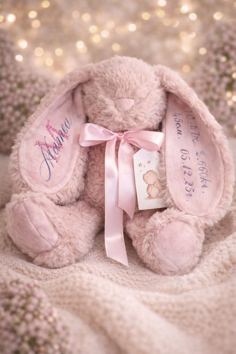 Плюшено зайче / бебешка визитка